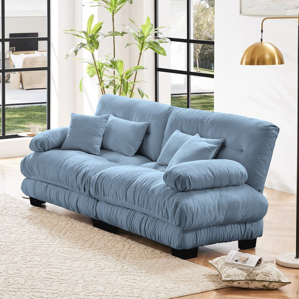 English Elm Cloud 2-Seater Chenille Sofa – Cozy Vintage Charm With Lumbar & Throw Pillows For Stylish Comfort W714S01079