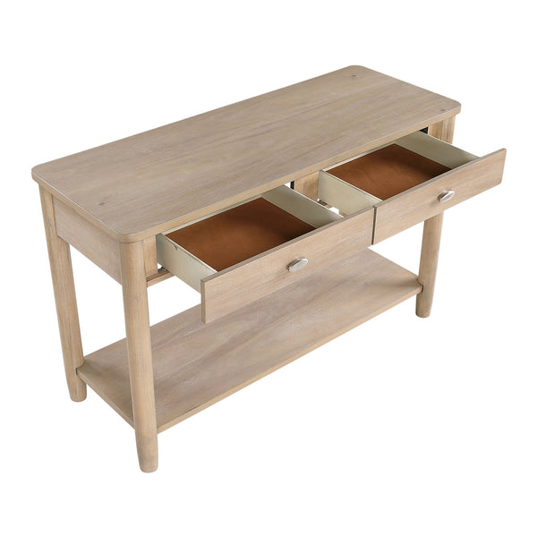 English Elm Classic Wooden End Table with Drawer and Open Shelf, 24" Square Accent Table for Living Room Natural 51.5 L x 23.25 W x 11.25 H B011P285304