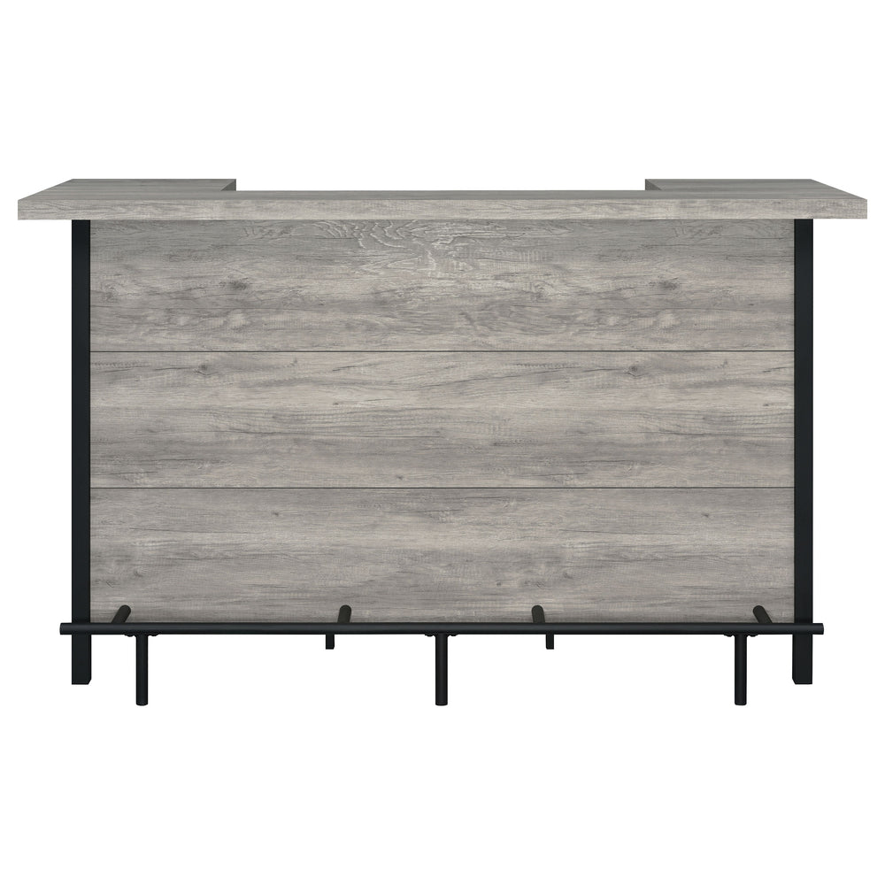 English Elm Menimen Industrial Grey Driftwood Freestanding Bar Unit with Two-Tier Prep Surface & Metal Frame B062P351438