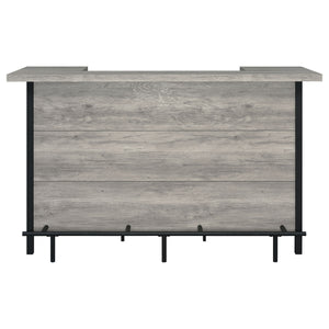 English Elm Menimen Industrial Grey Driftwood Freestanding Bar Unit with Two-Tier Prep Surface & Metal Frame B062P351438