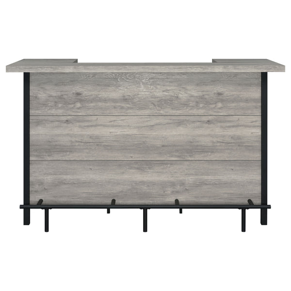 English Elm Menimen Industrial Grey Driftwood Freestanding Bar Unit with Two-Tier Prep Surface & Metal Frame B062P351438