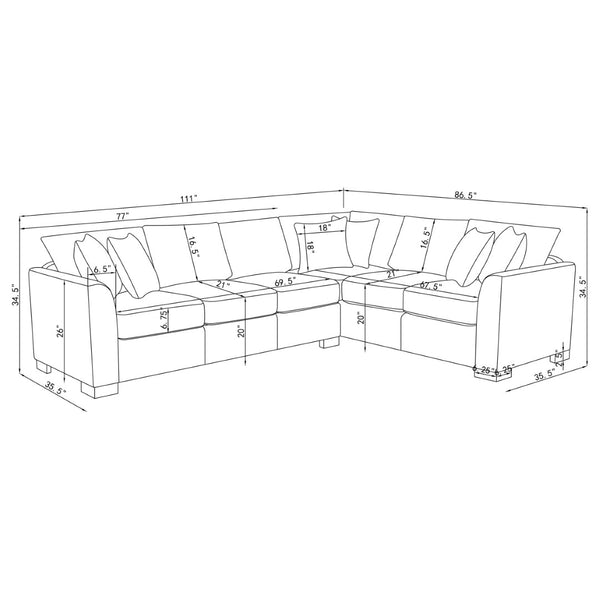 English Elm Radison Greige Fabric Sleeper Sectional with Hidden Pull-out Bed for Living Rooms B062S01405