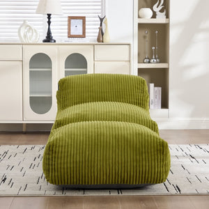 English Elm Big Corduroy Lounger Bean Bag with Ottoman Memory Foam Fill for Living Room Olive W395P435351