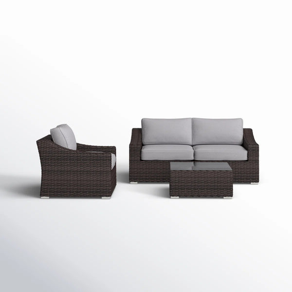 English Elm Fully Assembled 4-Piece Wicker Sectional Set With Machine-Washable Cushions For Outdoor Comfort B120S00138