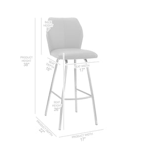 English Elm Mirano 26" Counter Stool - Stylish Gray Faux Leather & Brushed Stainless Steel For Modern Homes B2736P268601