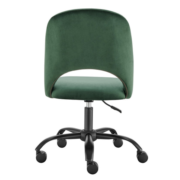 Homeroots Green Adjustable Swivel Rolling Office Chair - Stylish Steel Frame For Comfort & Healthy Posture  Velvet  524008