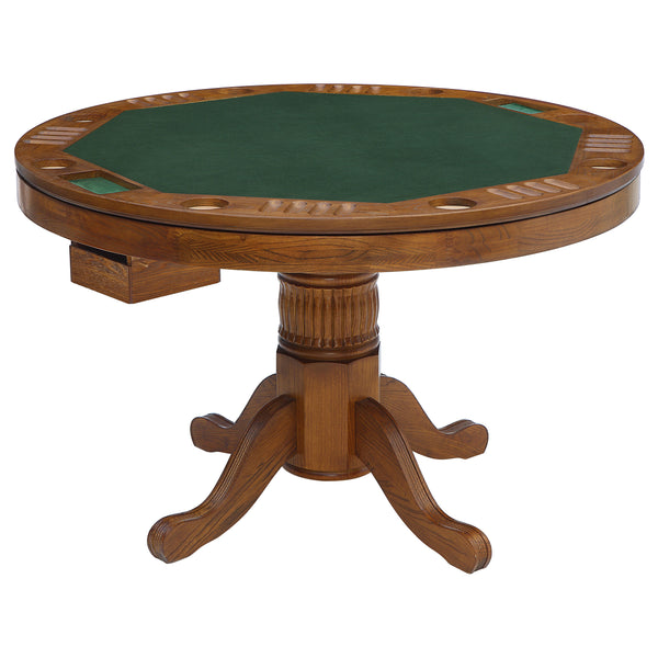 English Elm Ghilardi Amber Game Table with Pedestal Base, Convertible to Bumper Pool or Poker & Dining Use B062S01103