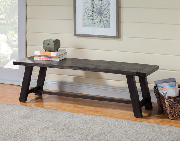 Homeroots 60" Gray And Dark Brown Distressed Wood Dining Bench  Solid Wood 524059