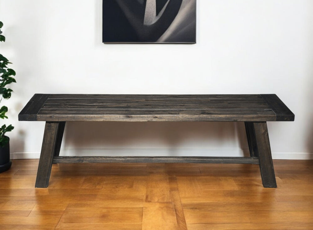 HomeRoots 60" Distressed Wood Dining Bench - Rustic Gray & Dark Brown Accent for Farmhouse & Industrial Style 524059