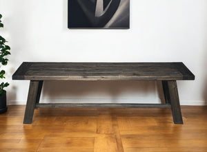 HomeRoots 60" Distressed Wood Dining Bench - Rustic Gray & Dark Brown Accent for Farmhouse & Industrial Style 524059