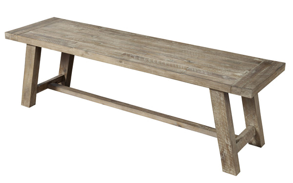 Homeroots 60" Natural Distressed Solid Wood Dining Bench  Solid Wood 524061