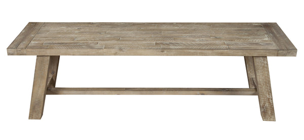 Homeroots 60" Natural Distressed Solid Wood Dining Bench  Solid Wood 524061