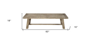Homeroots 60" Natural Distressed Solid Wood Dining Bench  Solid Wood 524061