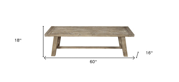 Homeroots 60" Natural Distressed Solid Wood Dining Bench  Solid Wood 524061