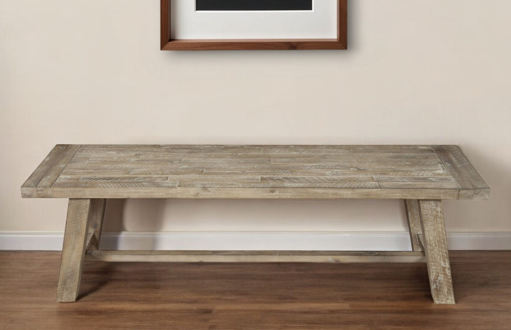 Homeroots 60" Natural Distressed Solid Wood Dining Bench  Solid Wood 524061