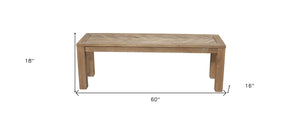 Homeroots 60" Natural Distressed Solid Wood Dining Bench  Solid Wood 524063