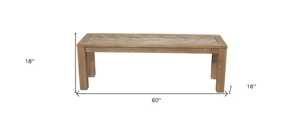 Homeroots 60" Natural Distressed Solid Wood Dining Bench  Solid Wood 524063