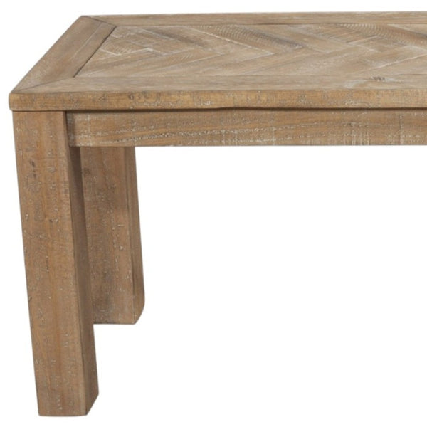 HomeRoots 60" Natural Distressed Solid Wood Dining Bench - Rustic Charm with Herringbone Seat, Sturdy & Versatile! 524063