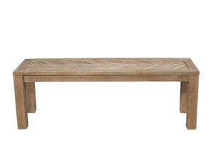 HomeRoots 60" Natural Distressed Solid Wood Dining Bench - Rustic Charm with Herringbone Seat, Sturdy & Versatile! 524063