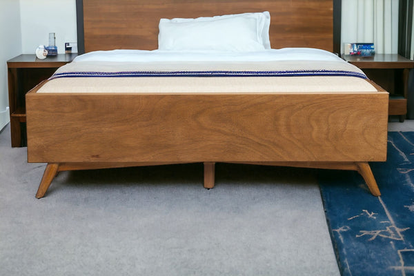 Homeroots 59" Beige And Brown Upholstered Polyester Blend Bench With Drawers  Solid Wood 524066