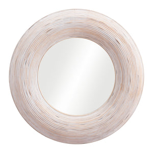 Homeroots 32" Beige Round Framed Accent Mirror  Glass 524073
