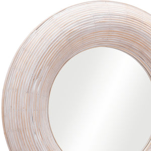 Homeroots 32" Beige Round Framed Accent Mirror  Glass 524073