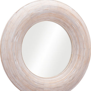 Homeroots 32" Beige Round Framed Accent Mirror  Glass 524073