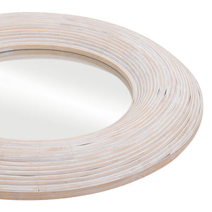 Homeroots 32" Beige Round Framed Accent Mirror  Glass 524073