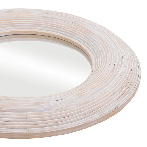 Homeroots 32" Beige Round Framed Accent Mirror  Glass 524073