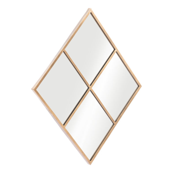 Homeroots 41" Gold Diamond Steel Framed Accent Mirror  Glass 524077