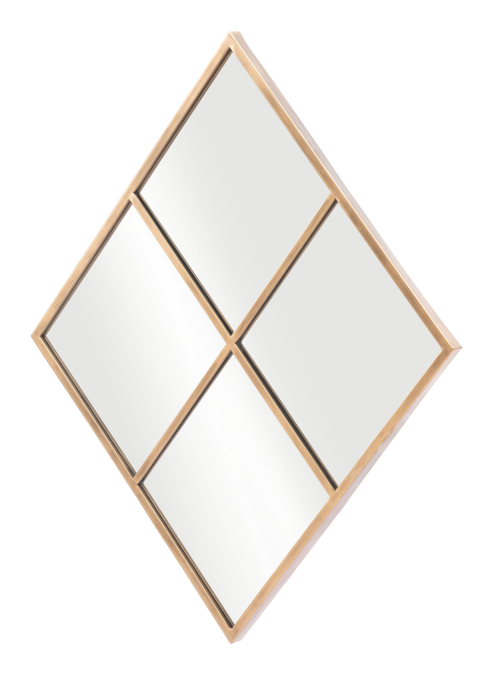 Homeroots 41" Gold Diamond Steel Framed Accent Mirror  Glass 524077