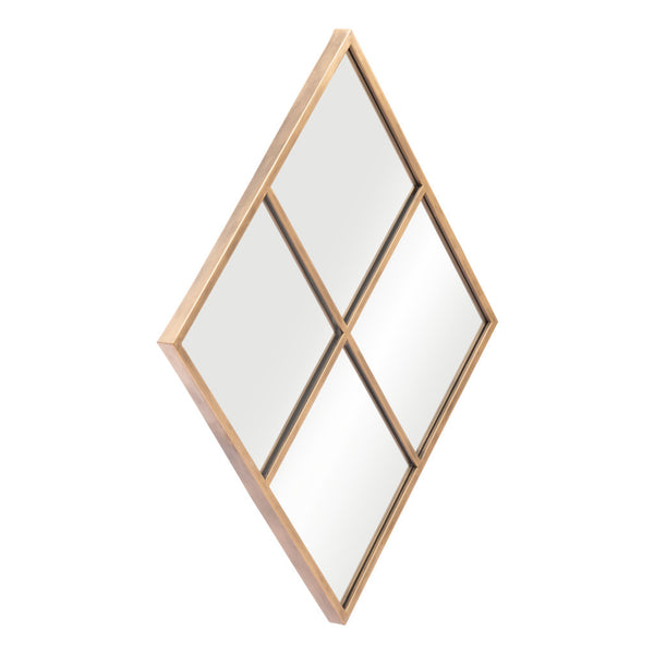 Homeroots 41" Gold Diamond Steel Framed Accent Mirror  Glass 524077
