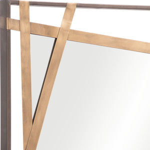 Homeroots 32" Gold And Black Accent Steel Mirror  Glass 524078