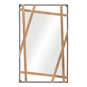 Homeroots 32" Gold And Black Accent Steel Mirror  Glass 524078