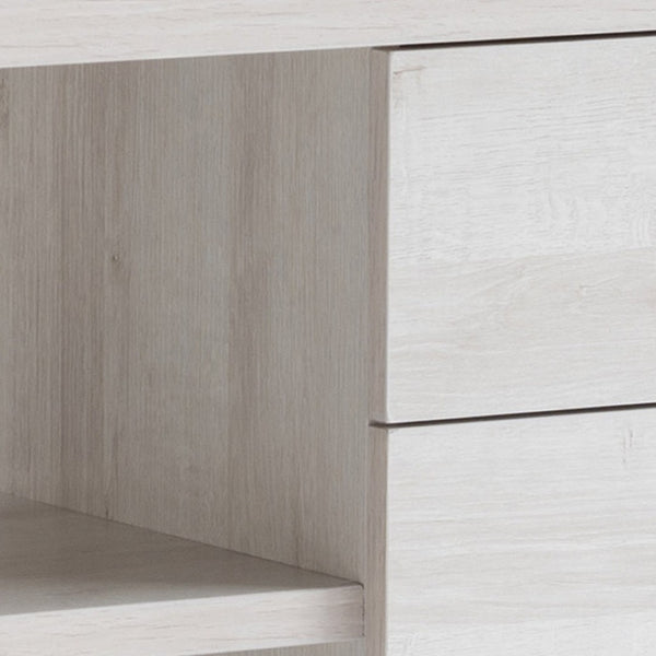 HomeRoots 60" White Wood TV Stand with Open Shelves and Hidden Drawers - Modern Storage Solution for Any Room 524081