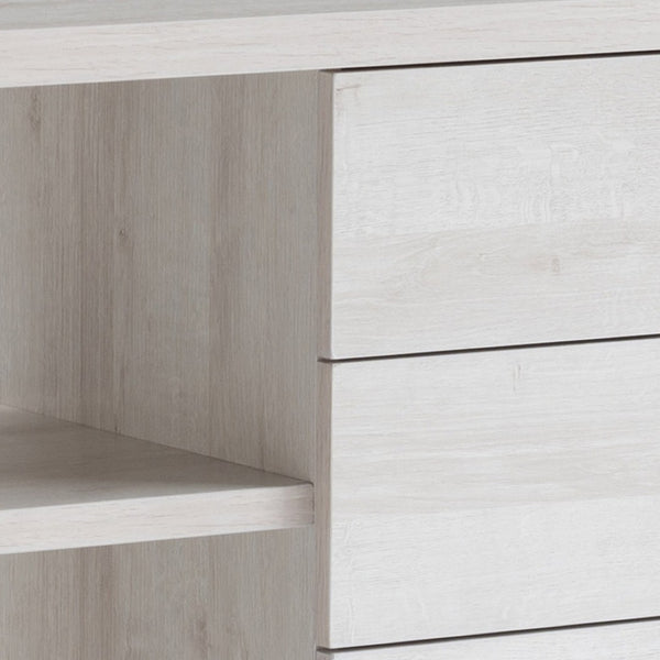 HomeRoots 60" White Wood TV Stand with Open Shelves and Hidden Drawers - Modern Storage Solution for Any Room 524081