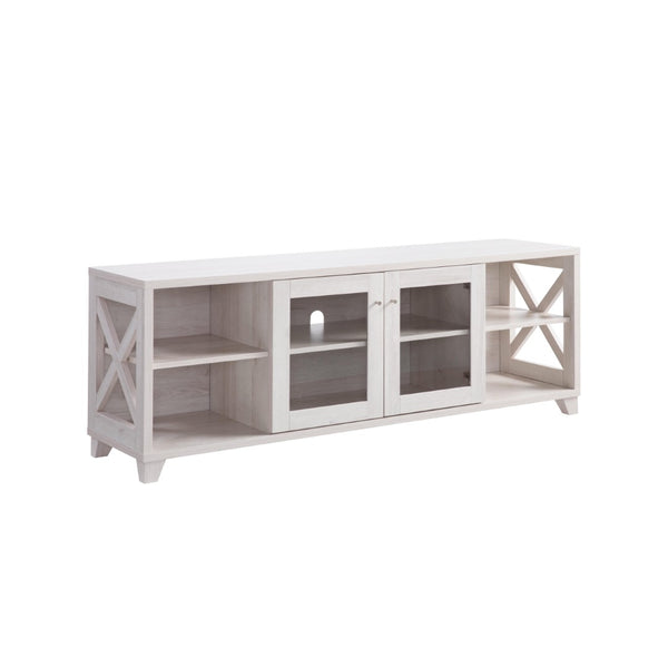 HomeRoots 60" Oak Wood TV Stand with Enclosed Storage & Open Shelving - Stylish Media Center for Any Room 524090
