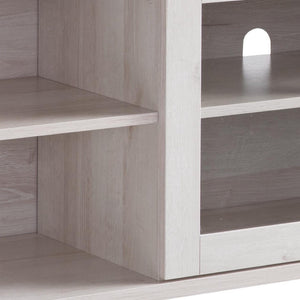HomeRoots 60" Oak Wood TV Stand with Enclosed Storage & Open Shelving - Stylish Media Center for Any Room 524090