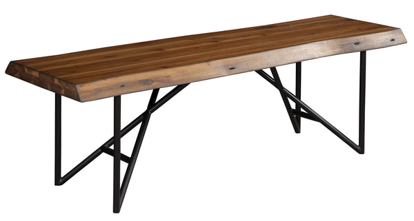 Homeroots 55" Brown And Black Solid Wood Dining Bench  Metal 524092
