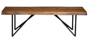 Homeroots 55" Brown And Black Solid Wood Dining Bench  Metal 524092