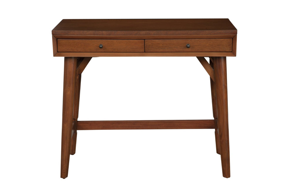 HomeRoots 36" Brown Writing Desk with Two Drawers - Durable Mahogany & Okoume, Perfect for Home Office & More! 524094