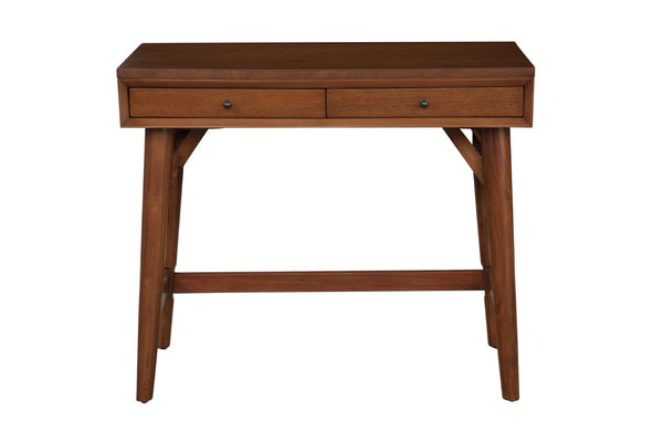HomeRoots 36" Brown Writing Desk with Two Drawers - Durable Mahogany & Okoume, Perfect for Home Office & More! 524094