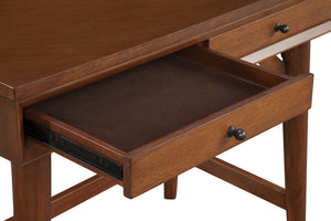 HomeRoots 36" Brown Writing Desk with Two Drawers - Durable Mahogany & Okoume, Perfect for Home Office & More! 524094