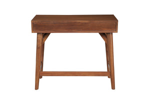 HomeRoots 36" Brown Writing Desk with Two Drawers - Durable Mahogany & Okoume, Perfect for Home Office & More! 524094