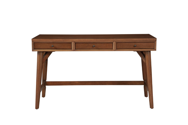 HomeRoots 52" Brown Writing Desk with Three Drawers & Bookcase – Stylish, Durable, Versatile Workspace Solution 524095