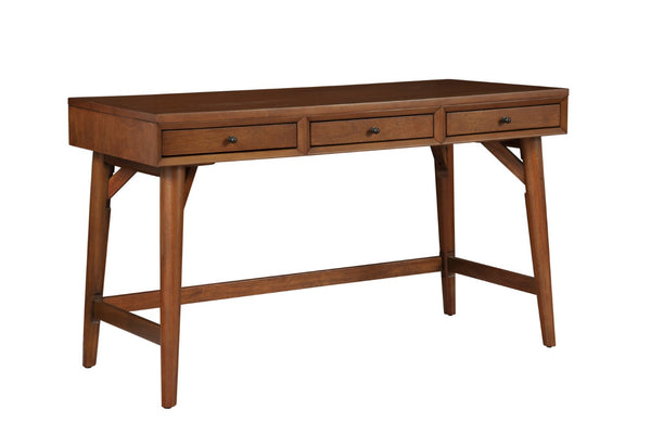 HomeRoots 52" Brown Writing Desk with Three Drawers & Bookcase – Stylish, Durable, Versatile Workspace Solution 524095