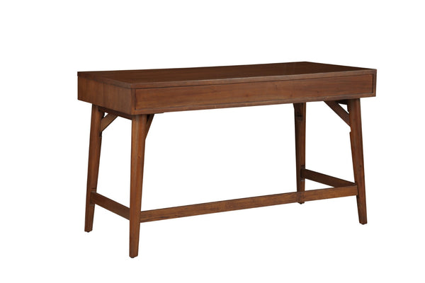 HomeRoots 52" Brown Writing Desk with Three Drawers & Bookcase – Stylish, Durable, Versatile Workspace Solution 524095