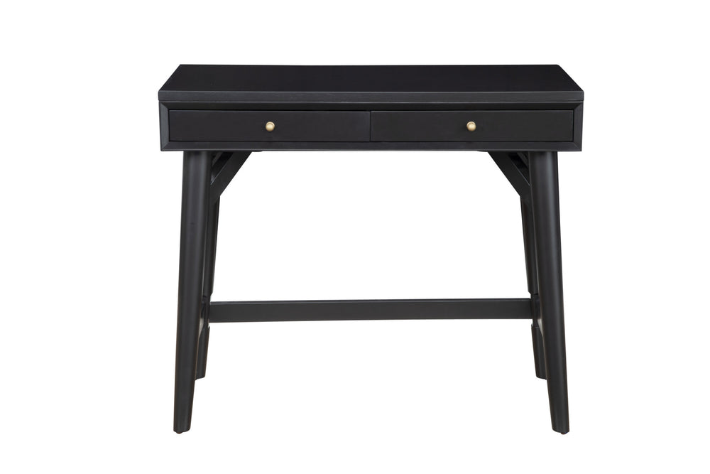 Homeroots 36" Black Solid Wood Writing Desk With Two Drawers   524096