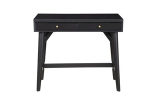 Homeroots 36" Black Solid Wood Writing Desk With Two Drawers   524096
