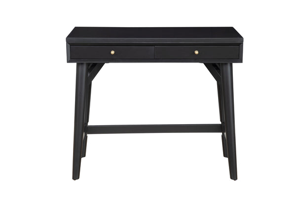 Homeroots 36" Black Solid Wood Writing Desk With Two Drawers   524096
